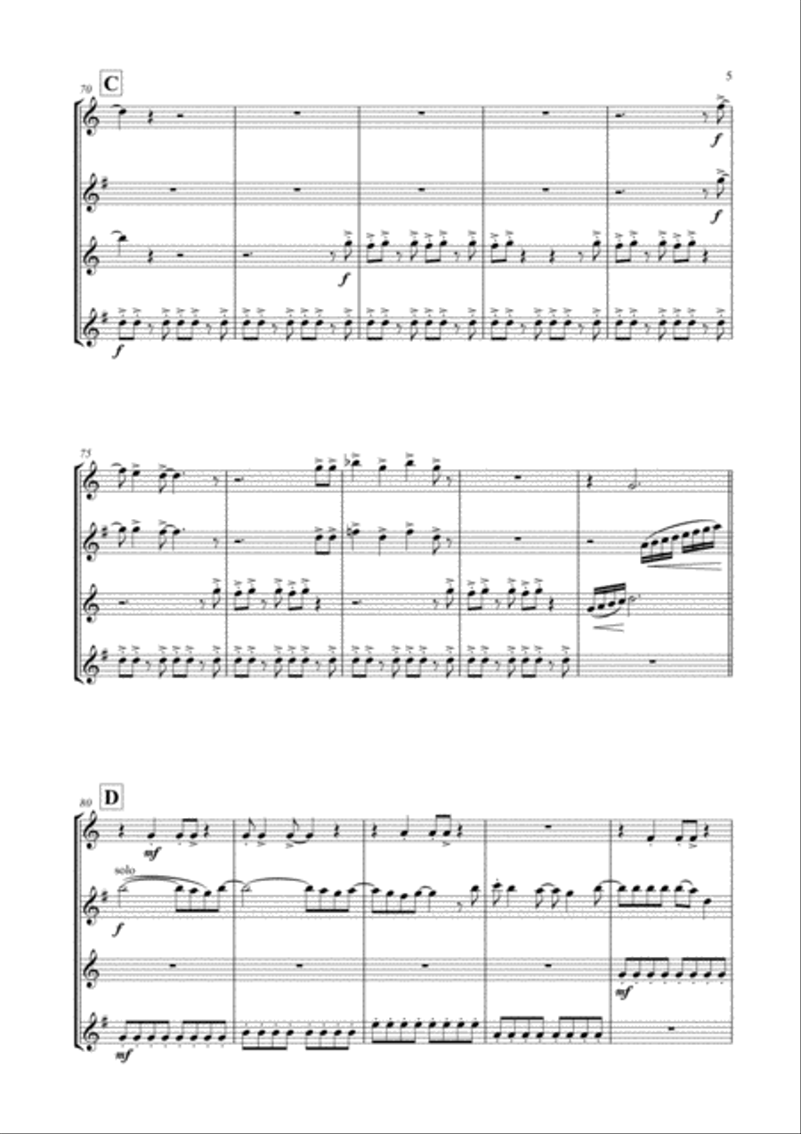 Don't Stop Me Now Woodwind Quartet scores gallery preview page 6