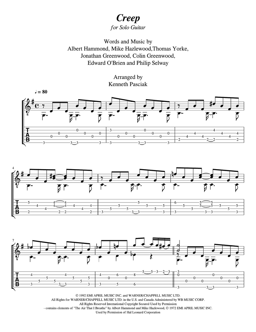 Creep Creep Acoustic Guitar scores gallery preview page 3