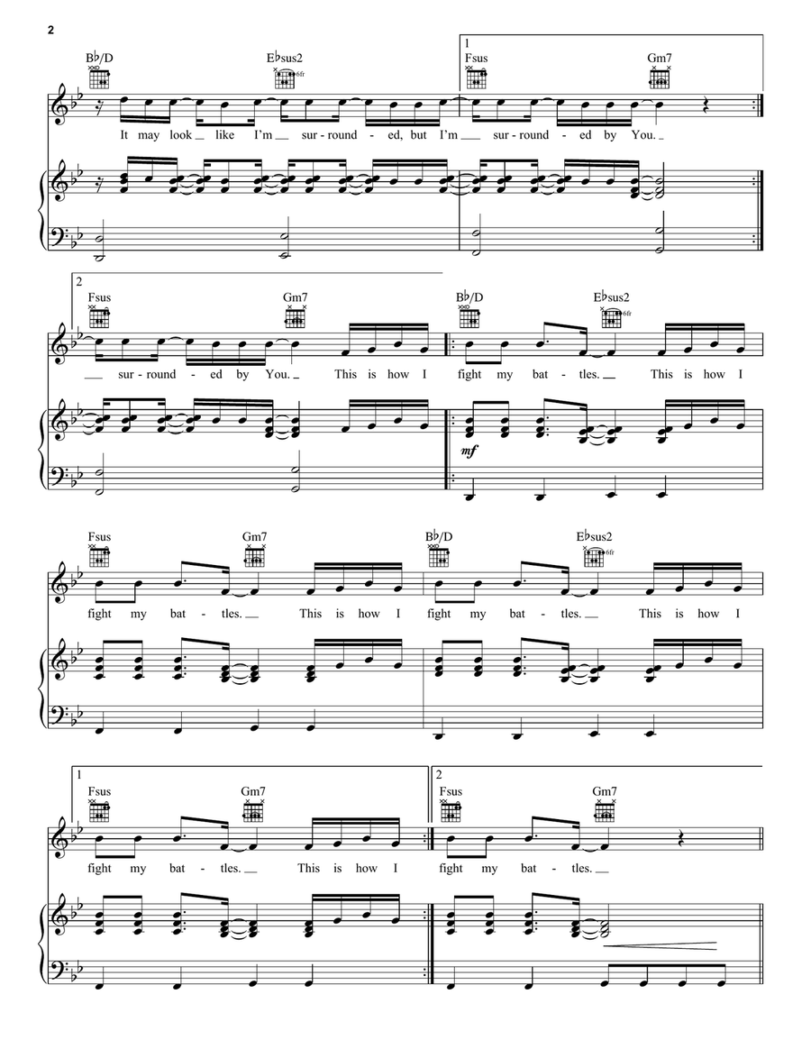 Surrounded (Fight My Battles) Piano, Vocal, Guitar scores gallery preview page 2