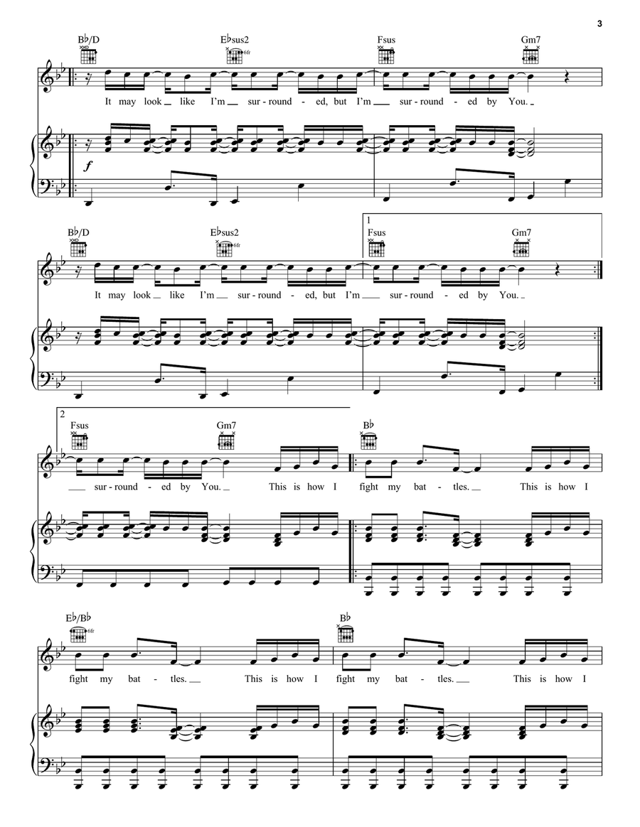 Surrounded (Fight My Battles) Piano, Vocal, Guitar scores gallery preview page 3