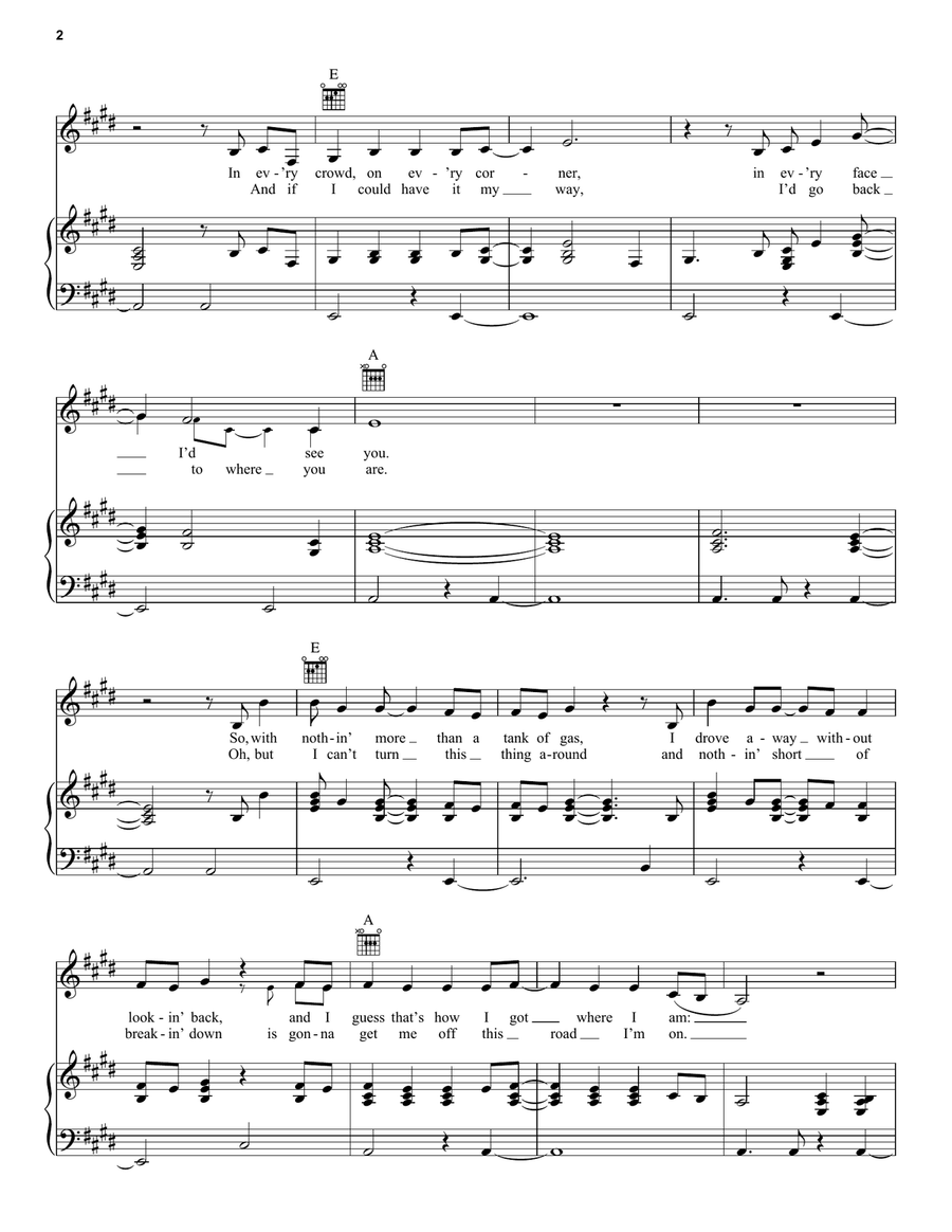 A Little Past Little Rock Piano, Vocal, Guitar scores gallery preview page 2