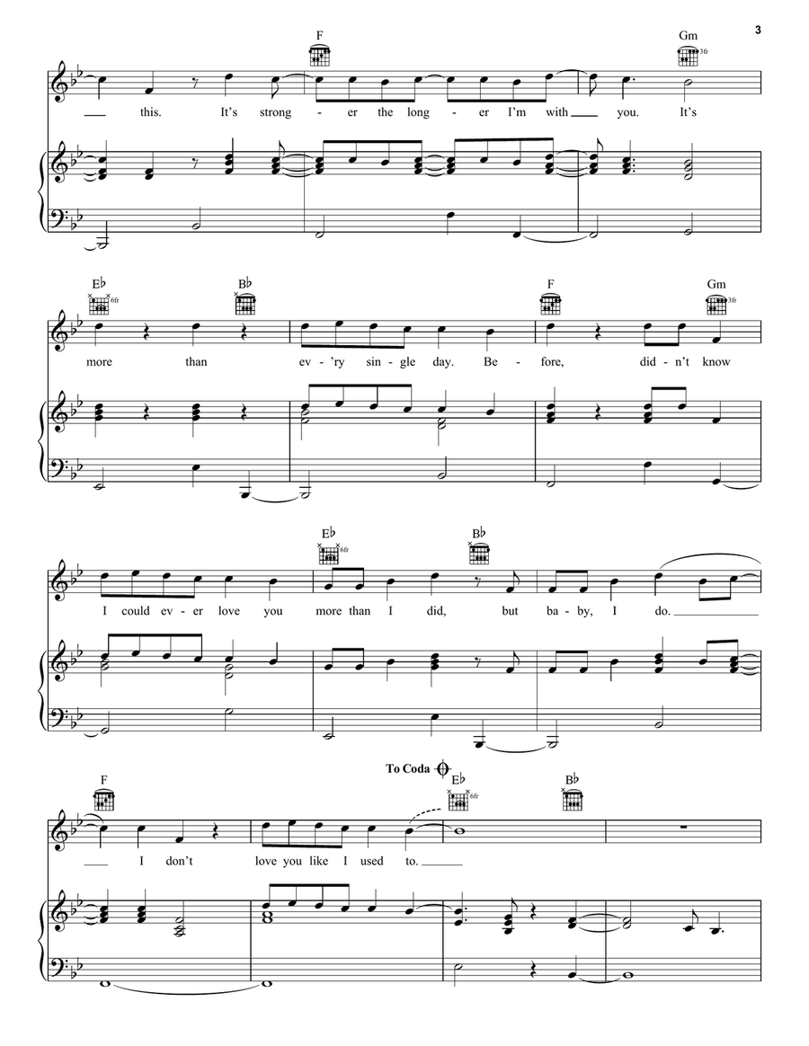 Love You Like I Used To Love You Like I Used To Piano, Vocal, Guitar scores gallery preview page 3