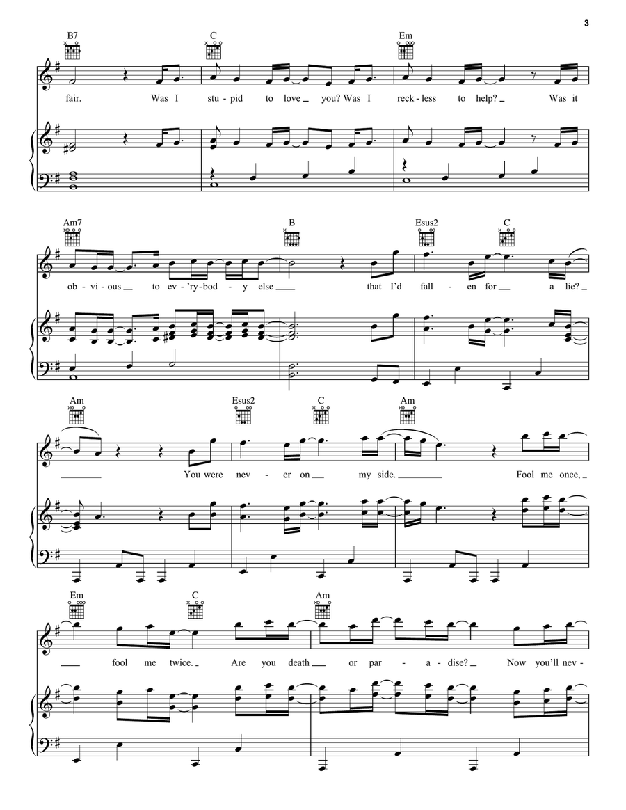 No Time To Die No Time To Die Piano, Vocal, Guitar scores gallery preview page 3