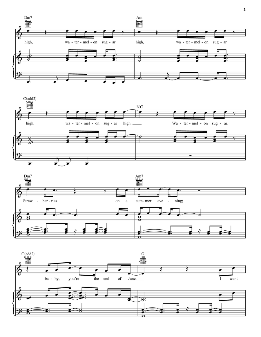 Watermelon Sugar Watermelon Sugar Piano, Vocal, Guitar scores gallery preview page 3