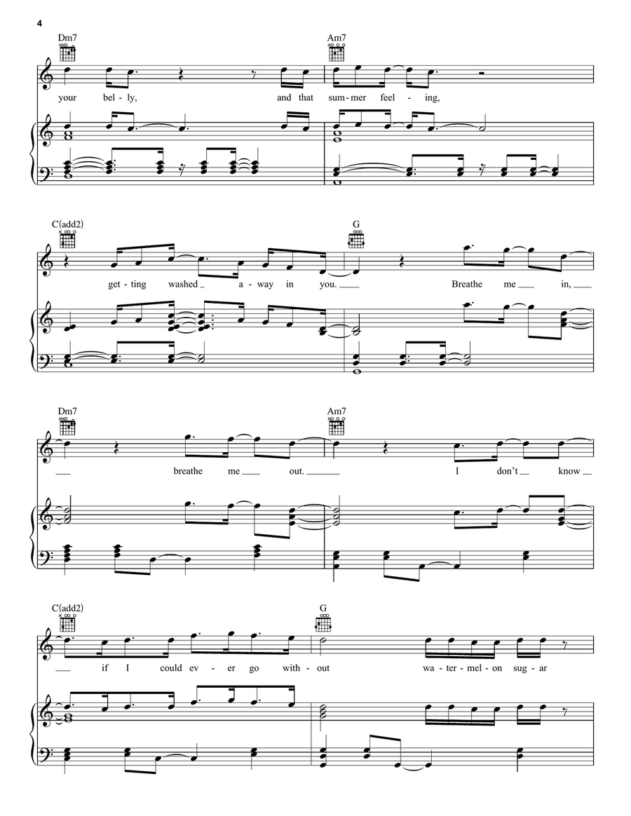 Watermelon Sugar Watermelon Sugar Piano, Vocal, Guitar scores gallery preview page 4