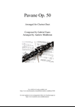 Pavane Op. 50 arranged for Clarinet Duet