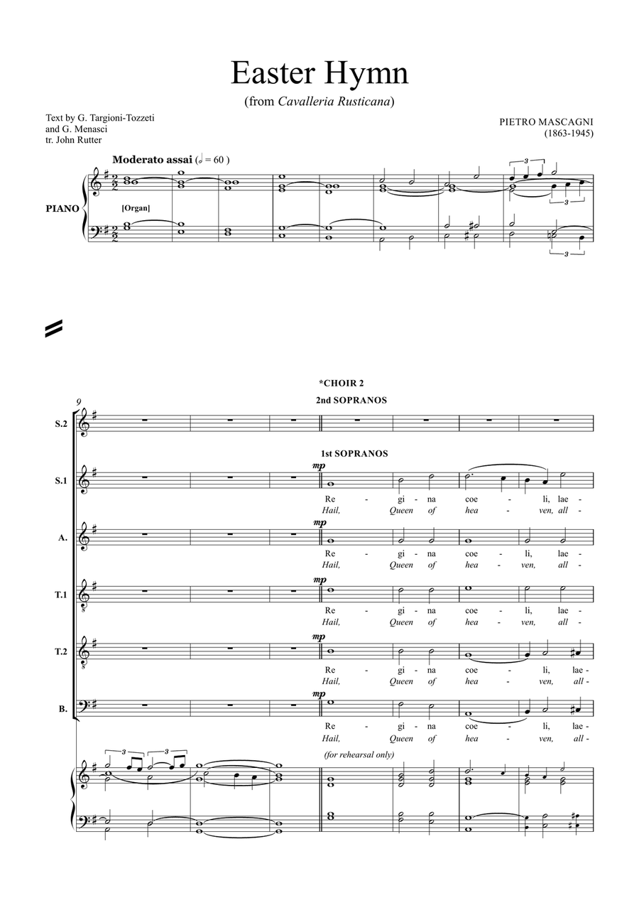 Mascagni: Easter Hymn (from Cavalleria Rusticana) for Choir SSATTB and Piano 4-Part scores gallery preview page 3