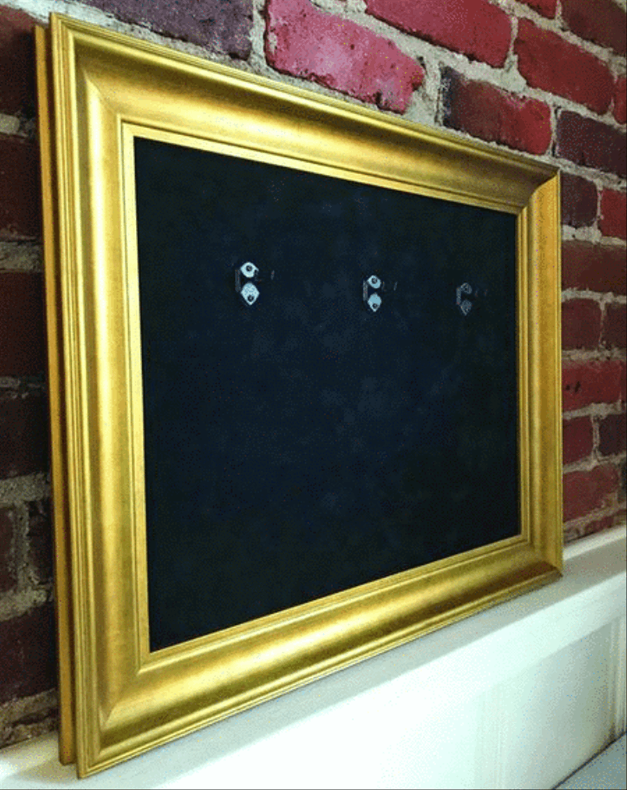 22 X 18 Mini Guitar Display Frame Black Suede Warm Gold Leafing Holds 3 Models Guitar scores gallery preview page 4
