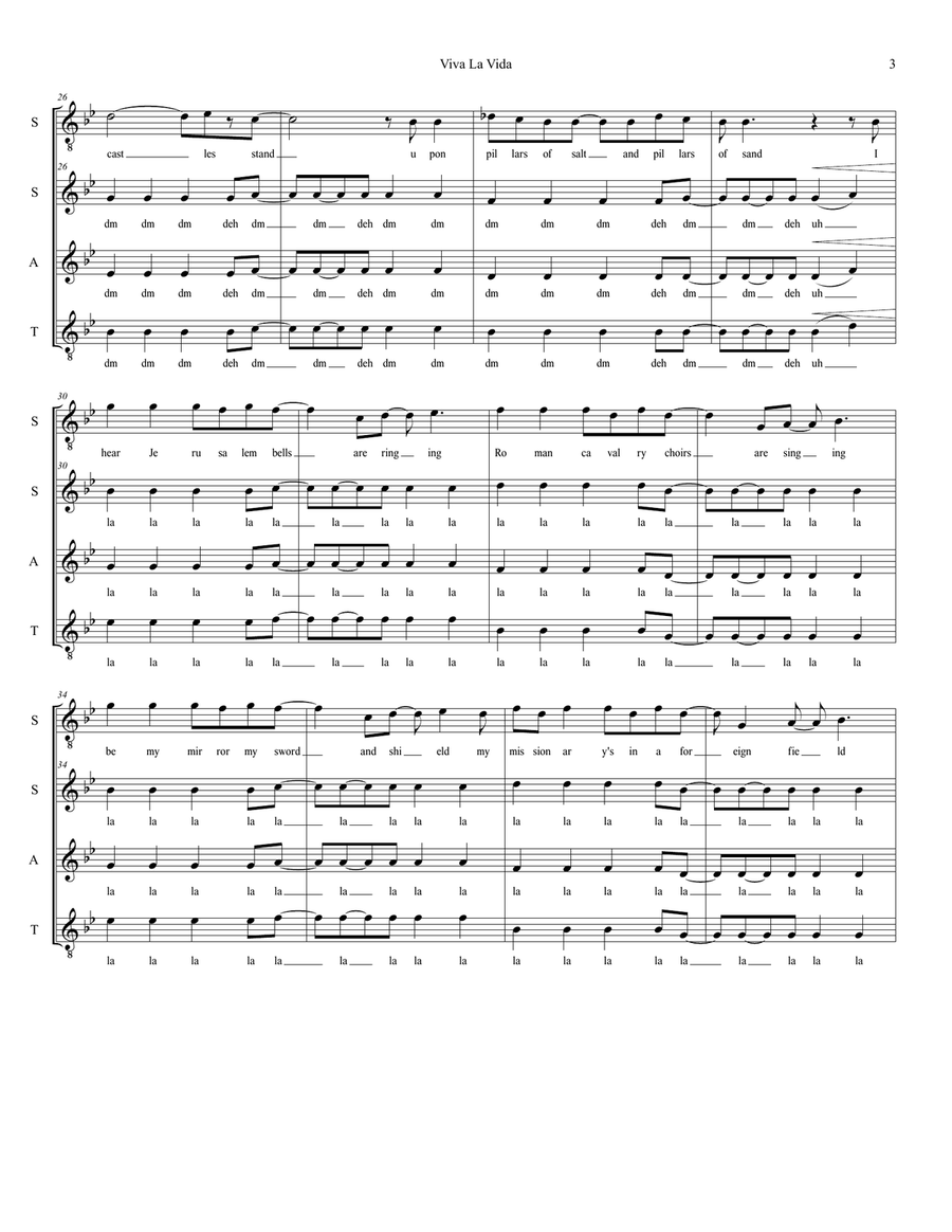 Viva La Vida Viva La Vida 3-Part scores gallery preview page 3