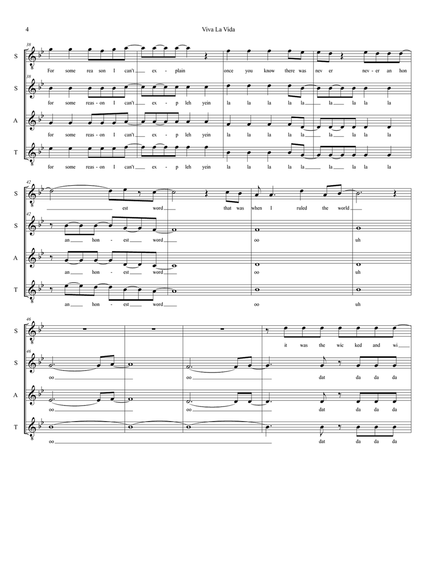 Viva La Vida Viva La Vida 3-Part scores gallery preview page 4