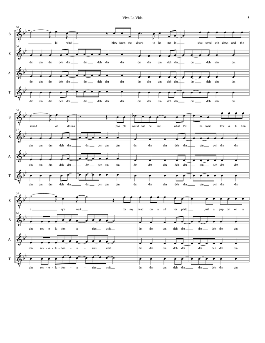 Viva La Vida Viva La Vida 3-Part scores gallery preview page 5
