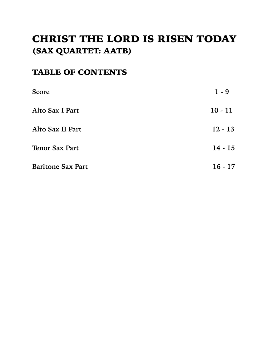 Christ the Lord is Risen Today (Sax Quartet: AATB) Saxophone Quartet scores gallery preview page 4