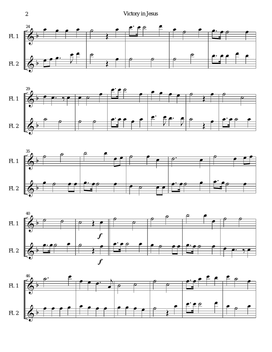 Victory in Jesus arranged for 2 flutes Flute Duet scores gallery preview page 2