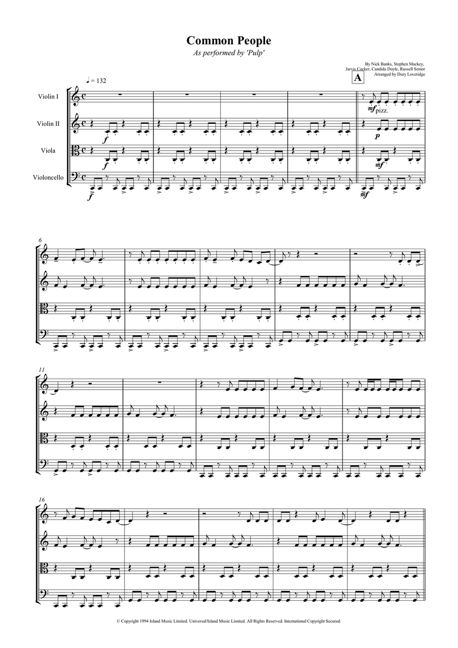 Common People String Quartet scores gallery preview page 2