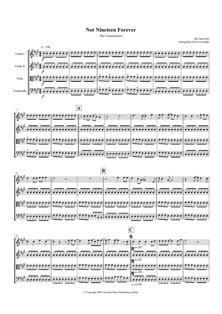 Not Nineteen Forever Not Nineteen Forever String Quartet scores gallery preview page 2