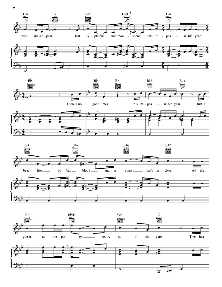 Impossible Year Impossible Year Piano, Vocal, Guitar scores gallery preview page 2