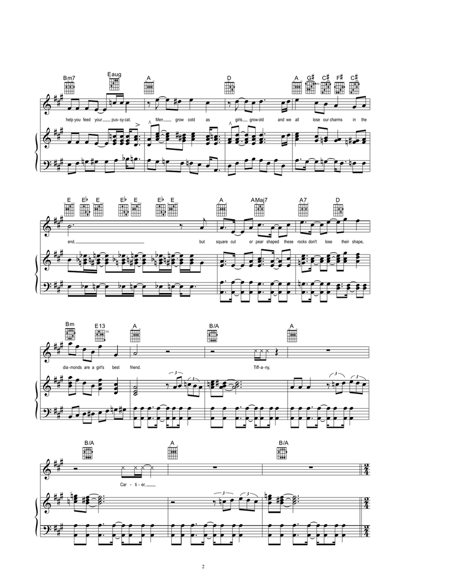 Sparkling Diamonds (from Moulin Rouge) Piano, Vocal, Guitar scores gallery preview page 2