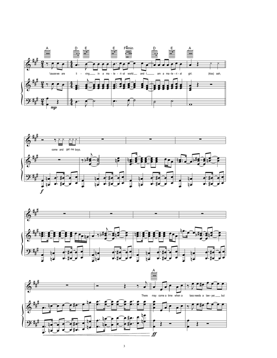 Sparkling Diamonds (from Moulin Rouge) Piano, Vocal, Guitar scores gallery preview page 3