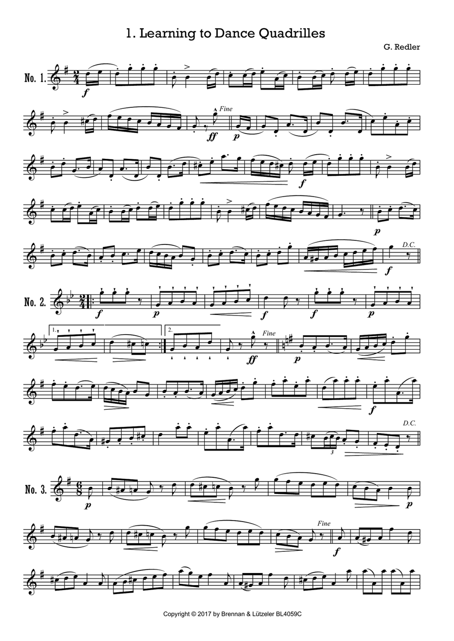 12 Solo Quadrilles for Recorders in C (treble clef) Small Ensemble scores gallery preview page 4