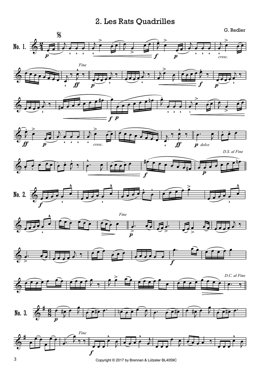 12 Solo Quadrilles for Recorders in C (treble clef) Small Ensemble scores gallery preview page 6