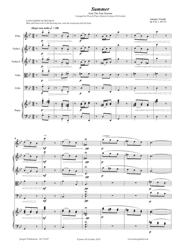 Vivaldi: Summer from the Four Seasons for Flute & Piano Quintet