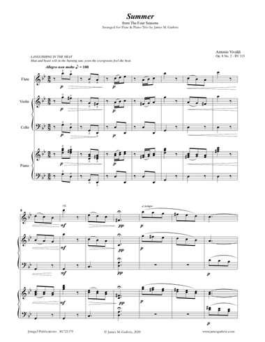 Vivaldi: Summer from the Four Seasons for Flute & Piano Trio