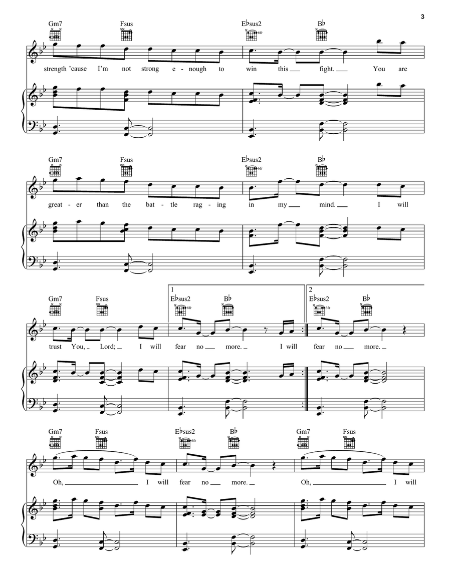 I Will Fear No More I Will Fear No More Piano, Vocal, Guitar scores gallery preview page 3