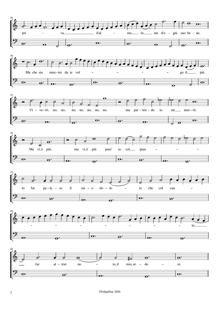S'io mi parto o mio bel sole Voice Solo scores gallery preview page 2