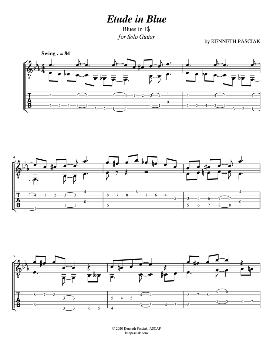 Etude in Blue - Blues in E-Flat Electric Guitar scores gallery preview page 3