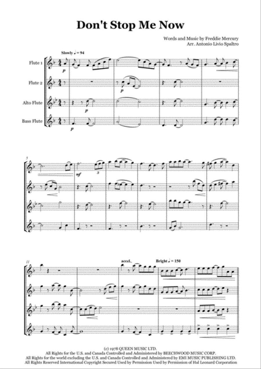 Don't Stop Me Now Woodwind Ensemble scores gallery preview page 2