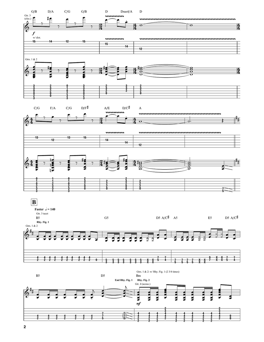 2112 - I. Overture 2112 - I. Overture Guitar Tablature scores gallery preview page 2