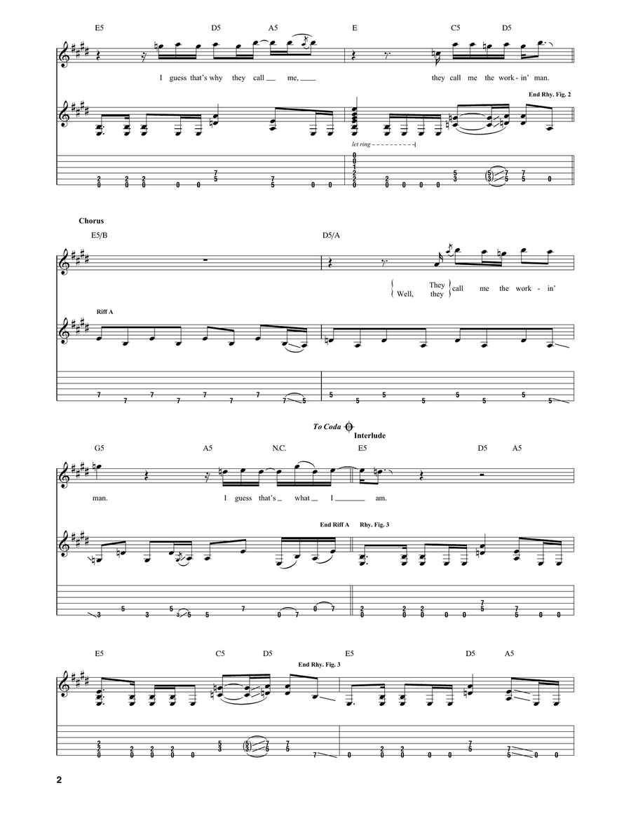 Working Man Working Man Guitar Tablature scores gallery preview page 2