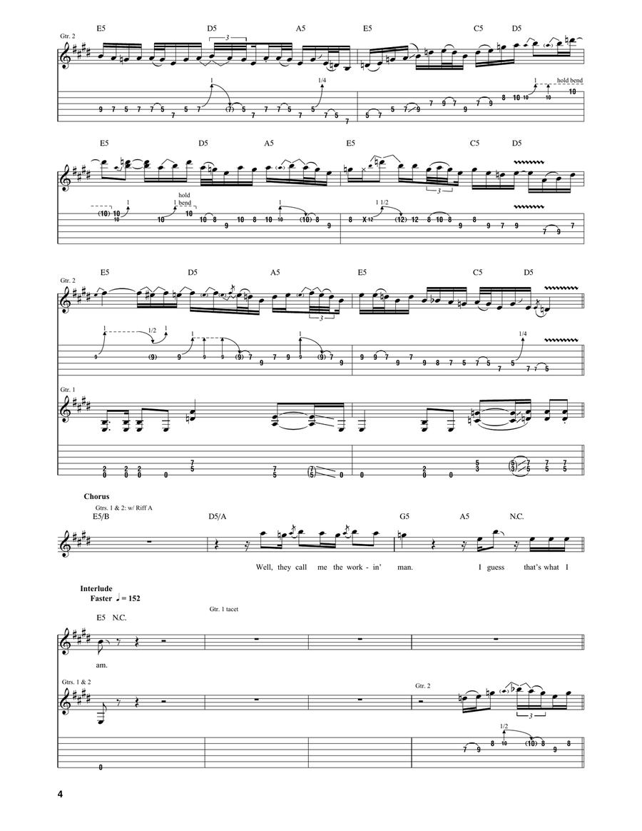 Working Man Working Man Guitar Tablature scores gallery preview page 4