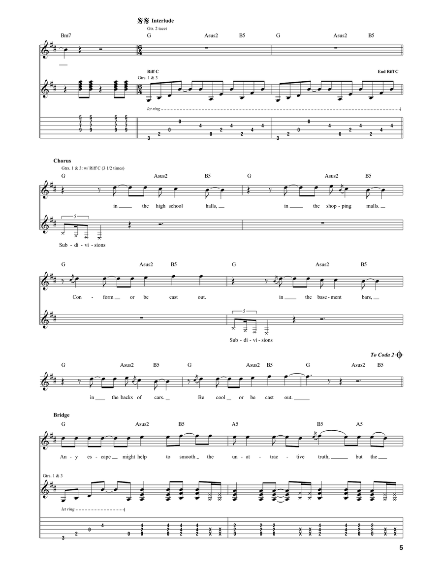 Subdivisions Subdivisions Guitar Tablature scores gallery preview page 5