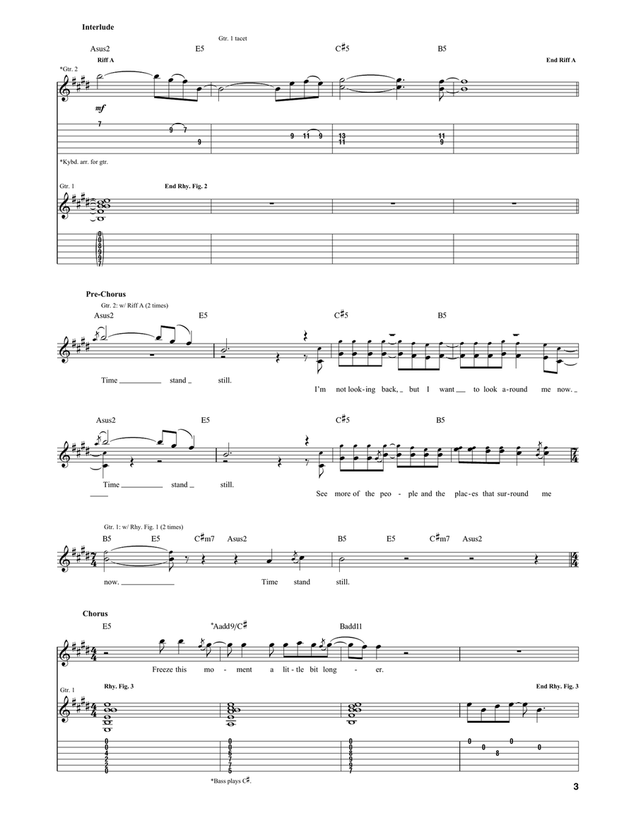 Time Stand Still Time Stand Still Guitar Tablature scores gallery preview page 3