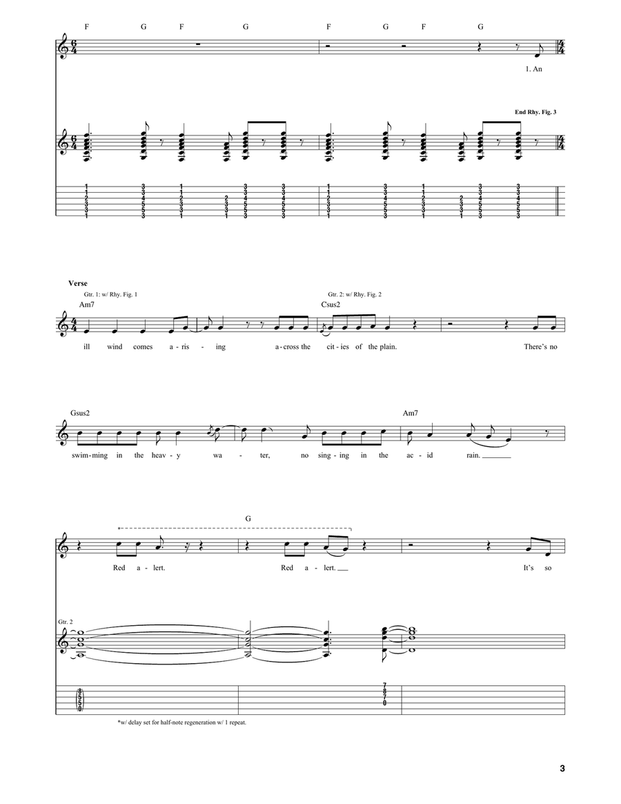 Distant Early Warning Distant Early Warning Guitar Tablature scores gallery preview page 3