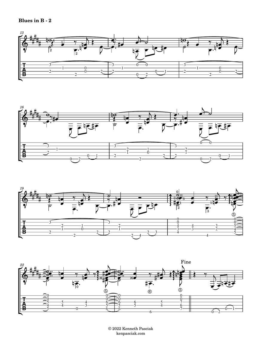 Etude in Blue - Blues in B (for Solo Guitar) Acoustic Guitar scores gallery preview page 3