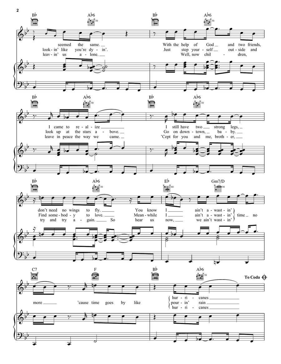 Ain't Wastin' Time No More Piano, Vocal, Guitar scores gallery preview page 2