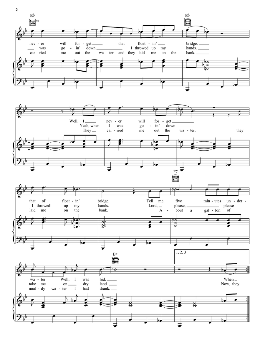 Floating Bridge Floating Bridge Piano, Vocal, Guitar scores gallery preview page 2