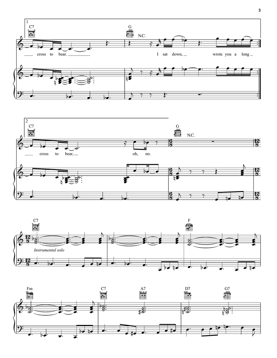 It's Not My Cross To Bear Piano, Vocal, Guitar scores gallery preview page 3