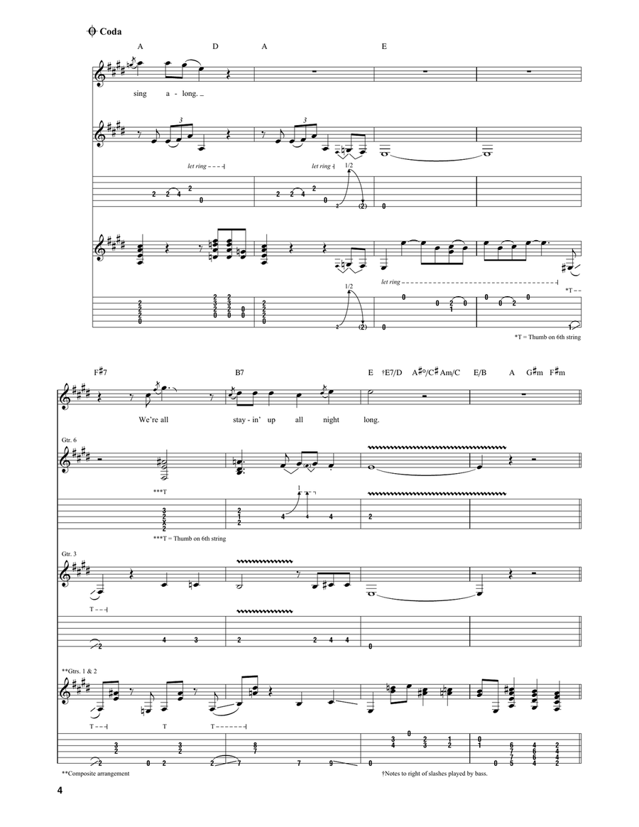 All Night Long All Night Long Guitar Tablature scores gallery preview page 4