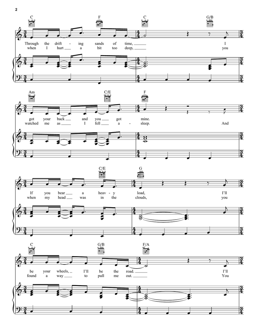 Carried Me With You (from Onward) Piano, Vocal, Guitar scores gallery preview page 2