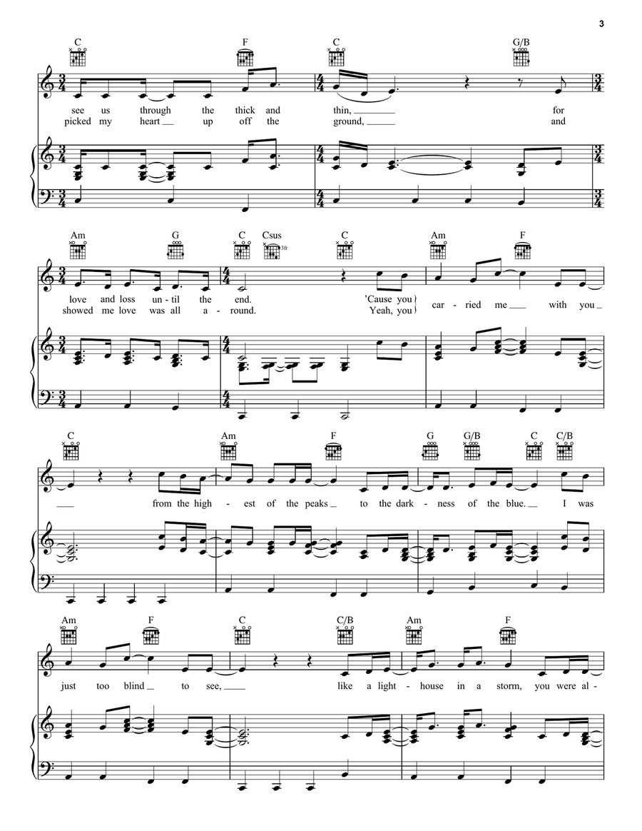 Carried Me With You (from Onward) Piano, Vocal, Guitar scores gallery preview page 3