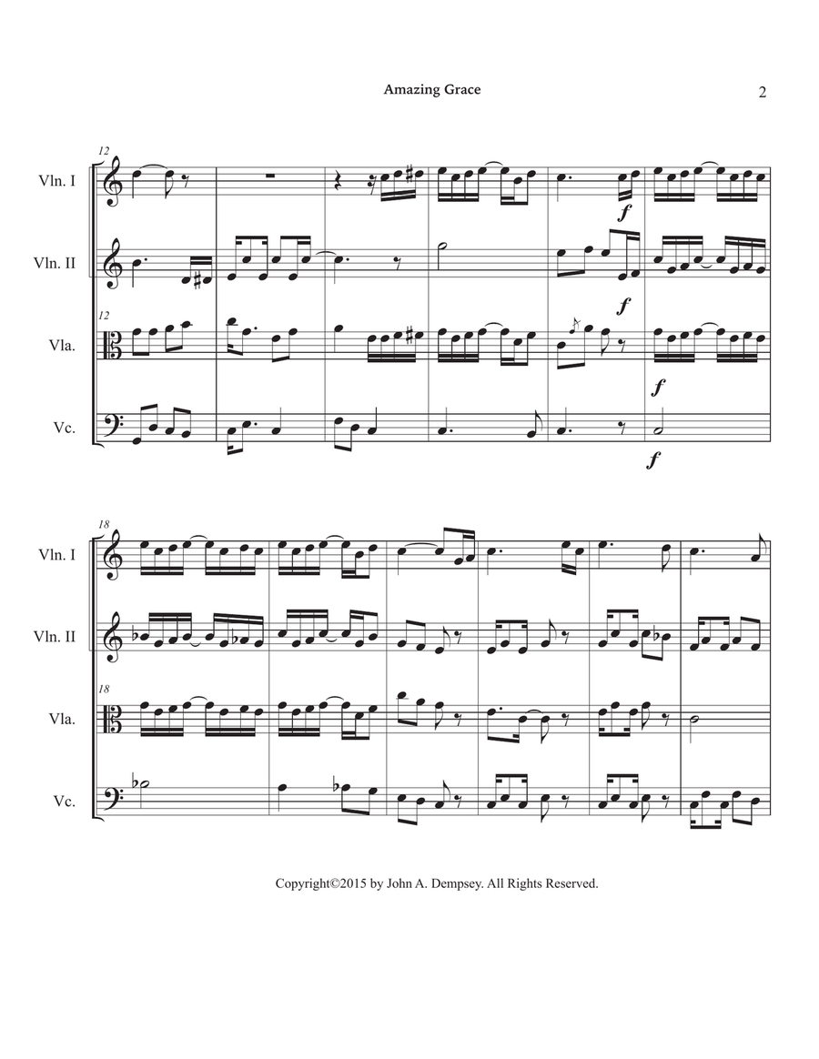 Amazing Grace / The Entertainer (String Quartet) String Quartet scores gallery preview page 6