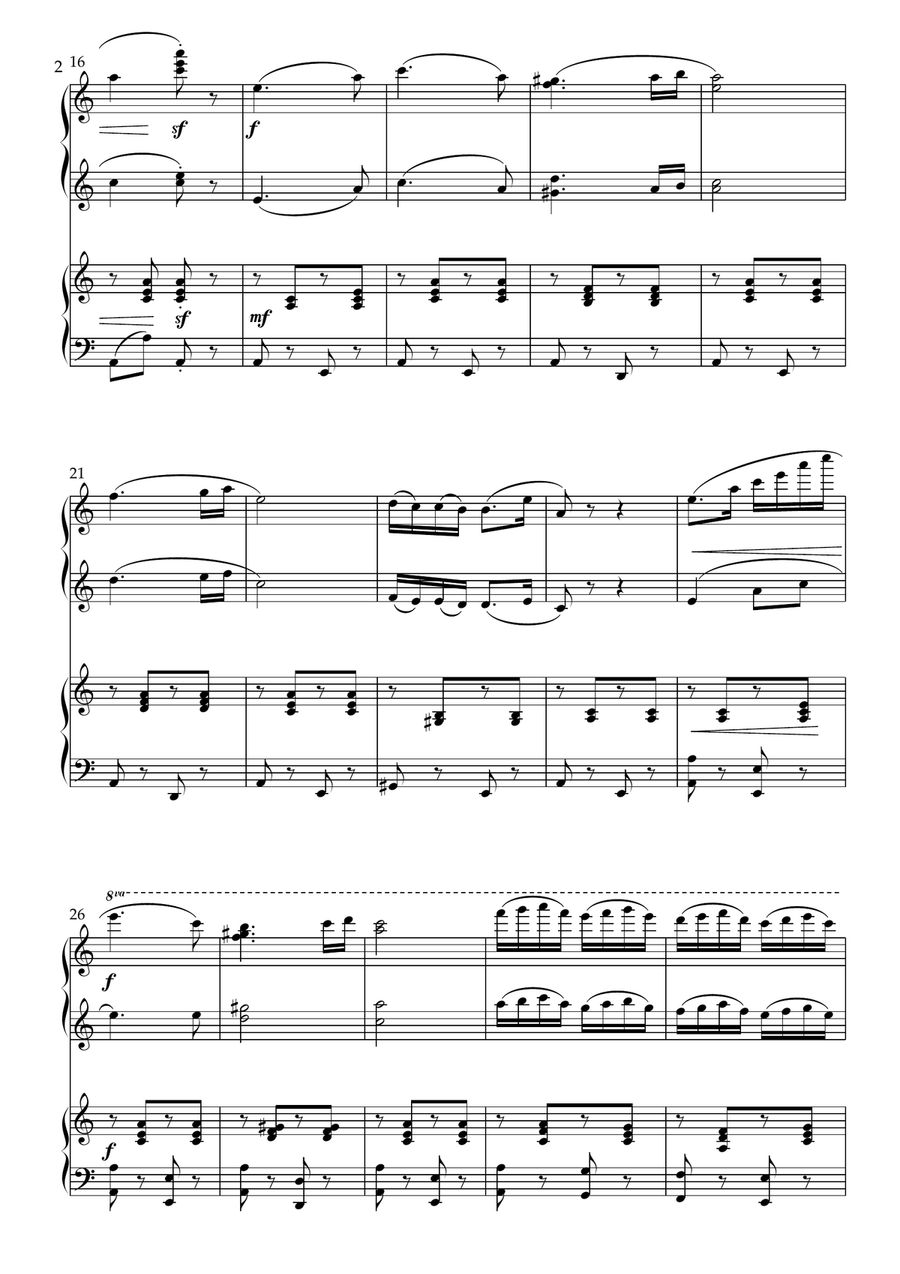 Brahms -Hungarian Dance No 5 - Piano 4 hands- Intermediate Piano Method scores gallery preview page 3