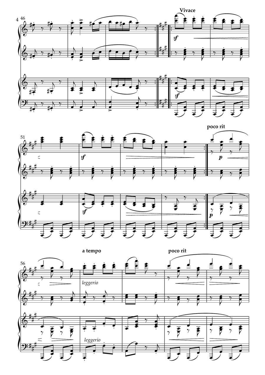 Brahms -Hungarian Dance No 5 - Piano 4 hands- Intermediate Piano Method scores gallery preview page 5