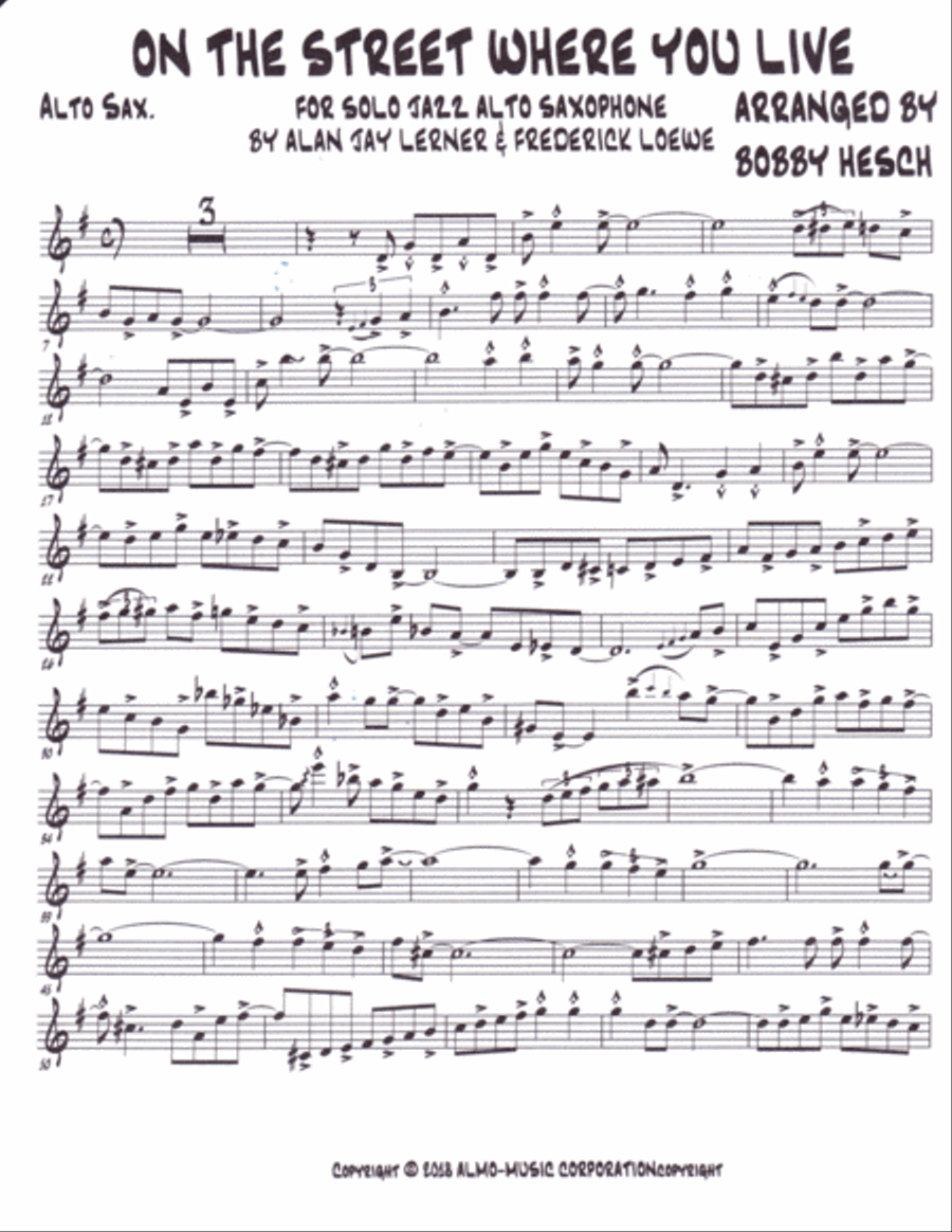 On The Street Where You Live Alto Saxophone scores gallery preview page 2