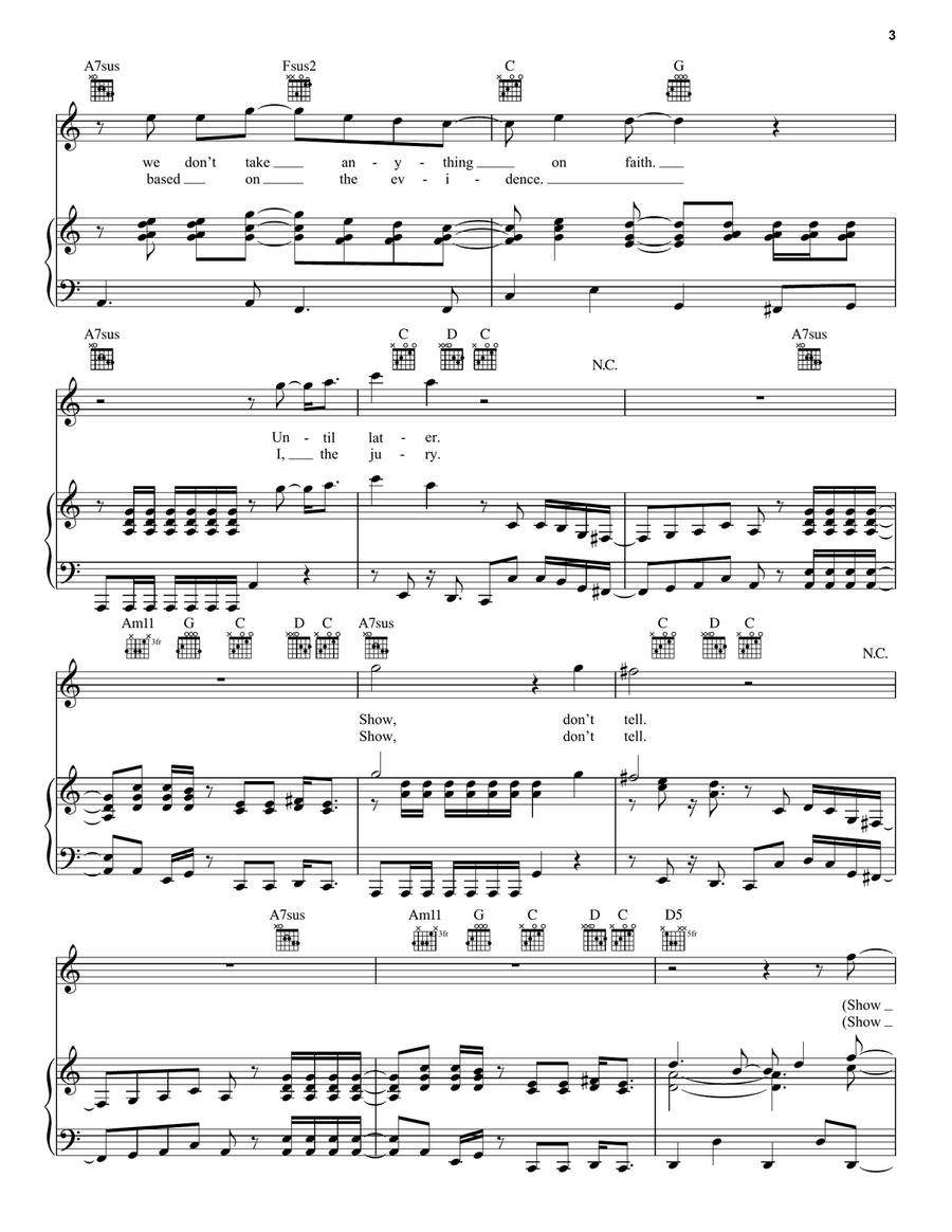 Show Don't Tell Show Don't Tell Piano, Vocal, Guitar scores gallery preview page 3