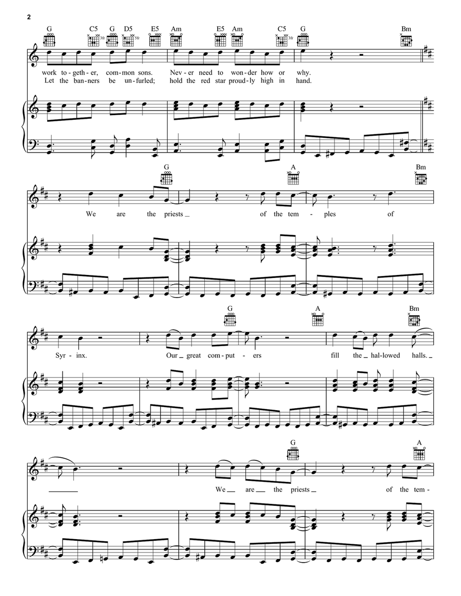 2112 - II. The Temples Of Syrinx Piano, Vocal, Guitar scores gallery preview page 2
