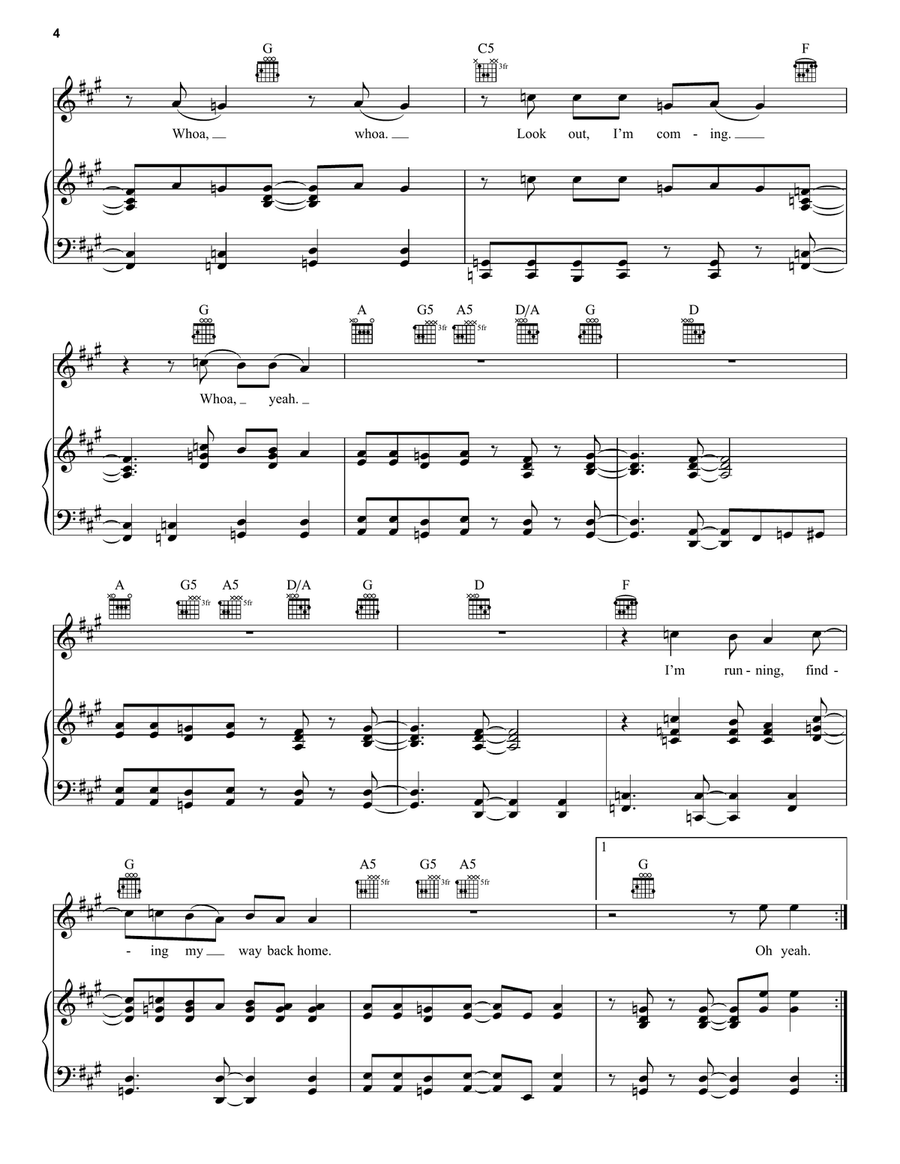 Finding My Way Finding My Way Piano, Vocal, Guitar scores gallery preview page 4